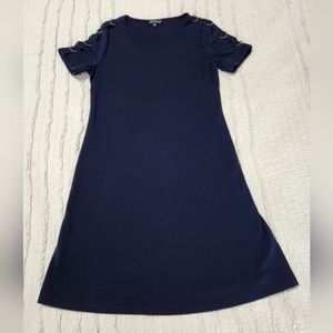 Spense Women's A-Line Short Sleeve Stretchy Casual Dress, Navy, Size 10